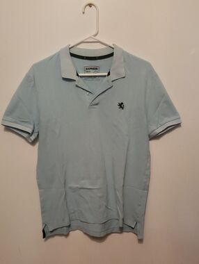 Express Men's Pale Blue Polo with Light Contrast Collar